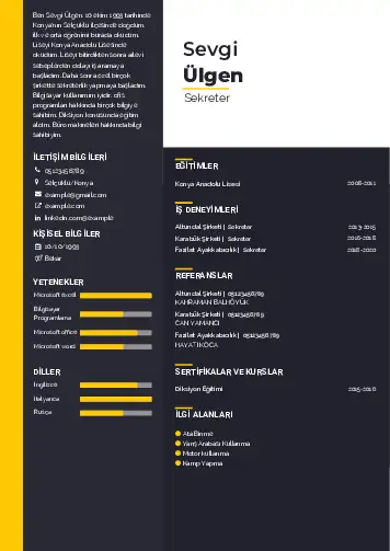 Sekreter CV Örnekleri cv indir